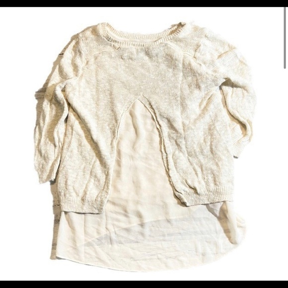 EUC Lucky Brand Layered Split Back Mixed Media Sweater - Picture 5 of 5